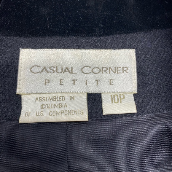 Casual Corner VNT Black Double-Breasted Blazer W 10P Velvet Collar Lined Pockets - Picture 3 of 15